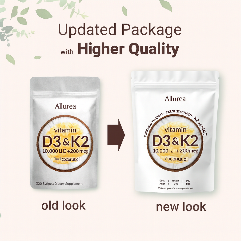 Allurea Vitamin D3 K2 Supplement Softgels