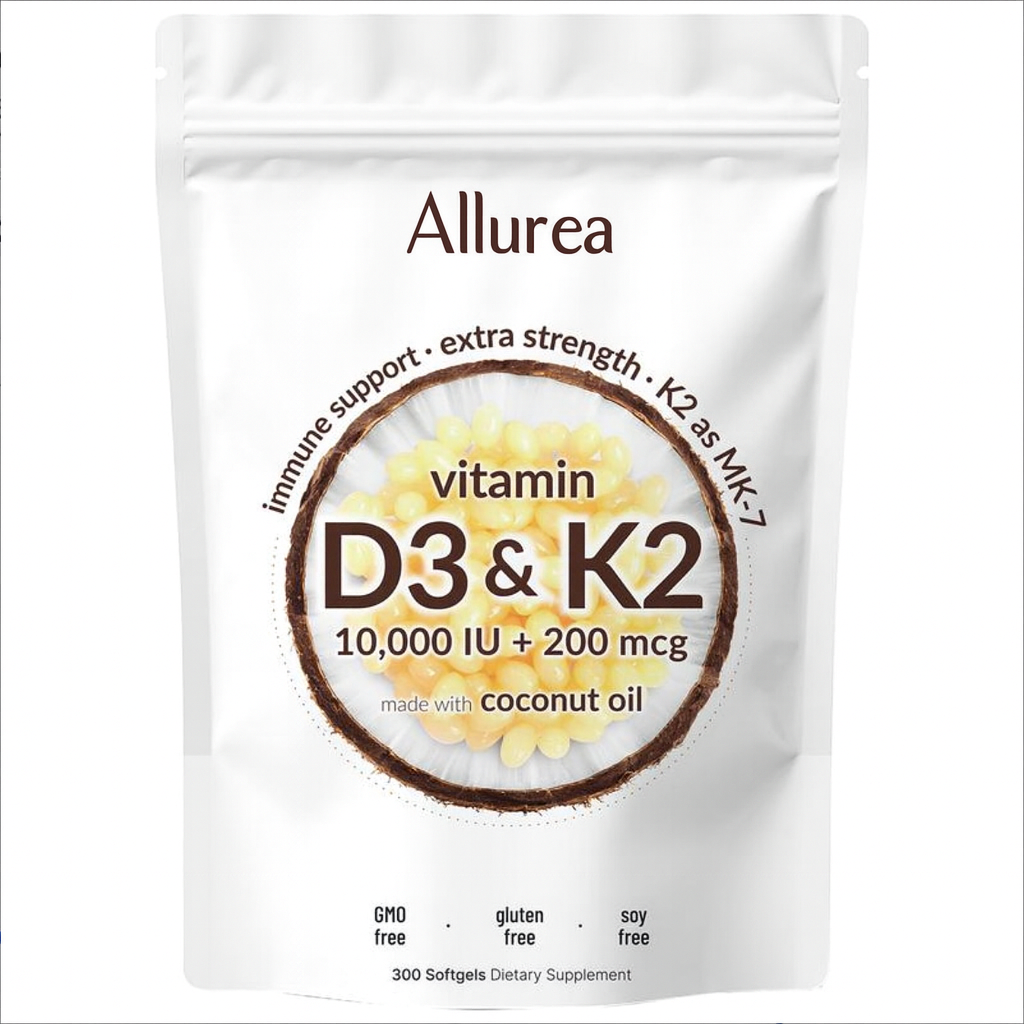 Allurea Vitamin D3 K2 Supplement Softgels
