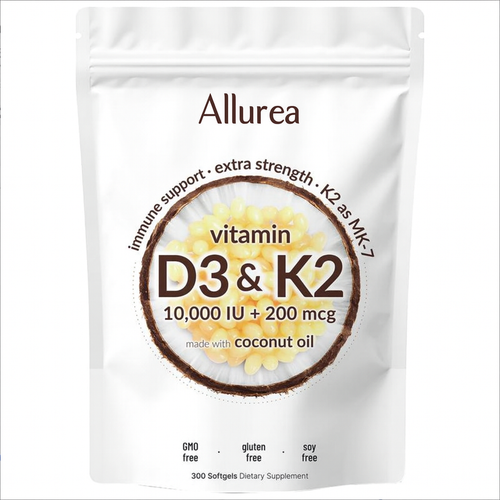 Allurea Vitamin D3 K2 Supplement Softgels