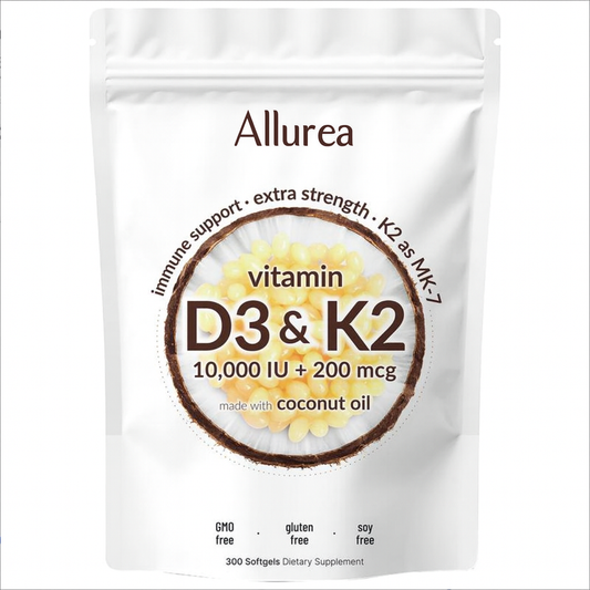 Allurea Vitamin D3 K2 Supplement Softgels