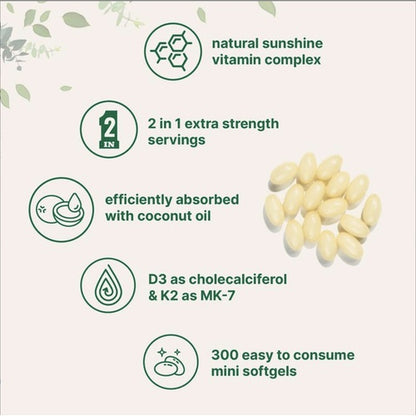 Allurea Vitamin D3 K2 Supplement Softgels